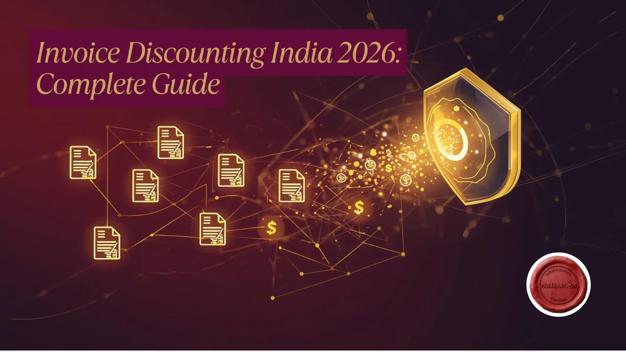 Invoice discounting process illustration showing digital invoices converting into cash flow through secure financing in India