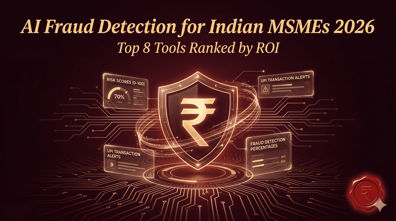 AI fraud detection tools for Indian MSMEs in 2026 showing risk scoring, UPI alerts and ROI-based fraud prevention systems