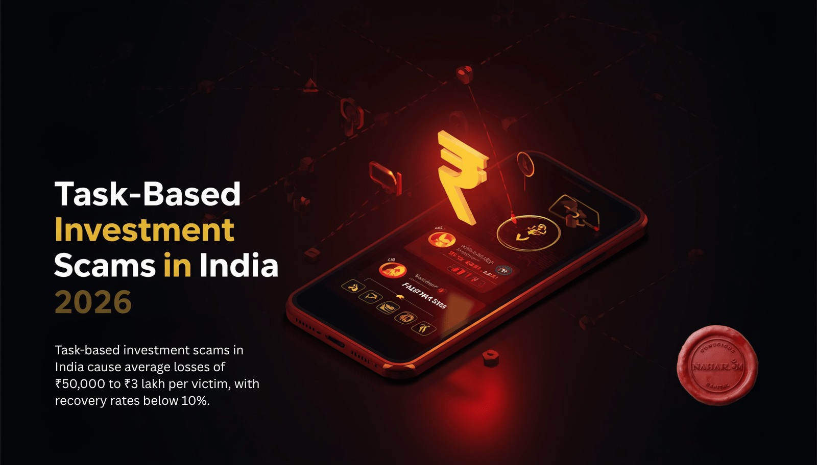Task-based investment scam in India 2026 showing fake earnings dashboard and Telegram fraud concept